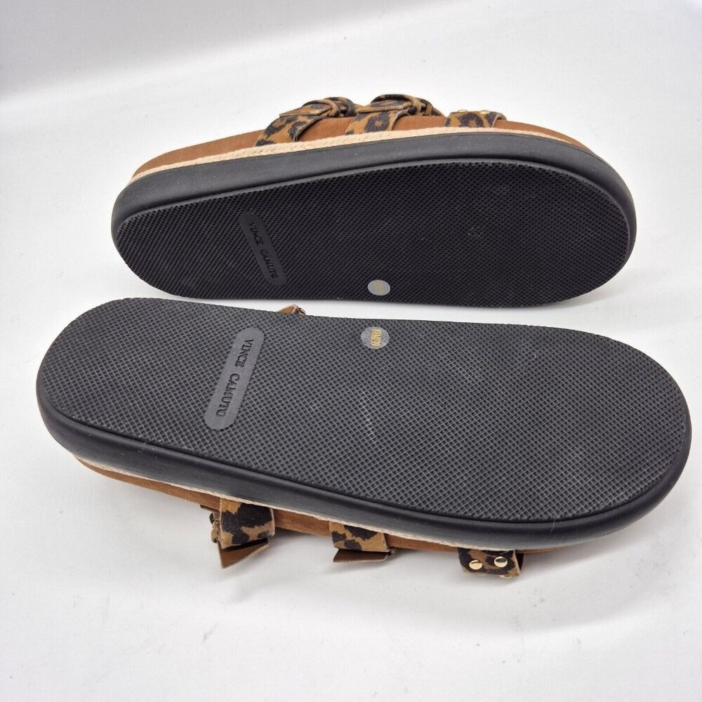 Vince Camuto Ciandra Size 9.5 M Slip On Slide 3 Straps Buckle Brown Flat 934 - Picture 7 of 8